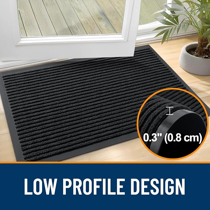 OLANLY 2-Pack Front Door Mats 71x47, Waterproof Heavy-Duty Doormats | Black - Image 4