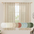 Natural Linen Blended Curtains 63 Inch by LAMIT
