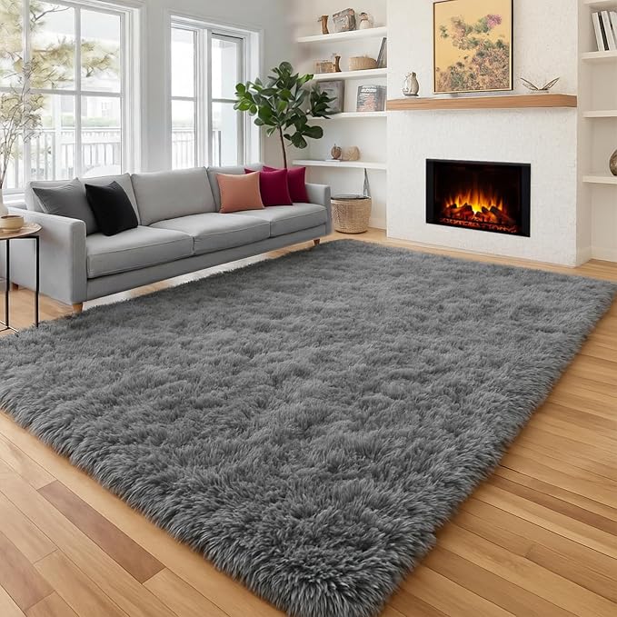 Plush Washable Area Rugs for Living Room 5x7 Grey, Soft Shaggy Rugs Carpets | by PAGISOFE
