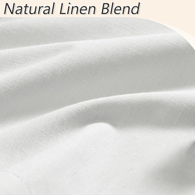 White 100% Blackout Linen Curtains 52 Inch Wide by 76 Inch - Image 4