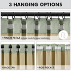 MIULEE 100% Blackout Linen Curtains 42 x 96 Inch Sage Green 2 Panels | Thermal - Image 5