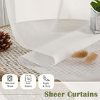 Ivory Sheer Curtains 96 Inches Long 2 Panels Set, Solid Airy Voile Dual Rod - Image 7