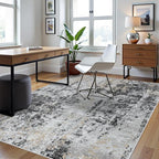 5x8 Area Rugs for Living Room Washable Bedroom Dining Room Black Grey Gold | - Image 3