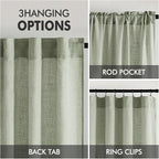 MIULEE Sage Linen Curtains 52x90 Inch Long - Image 3