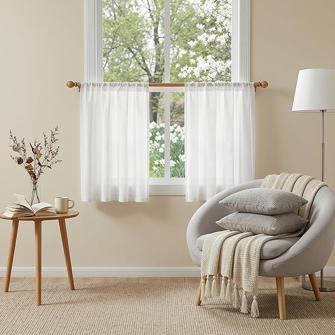 MYSKY HOME White Curtains 24 Inch Long - Image 2