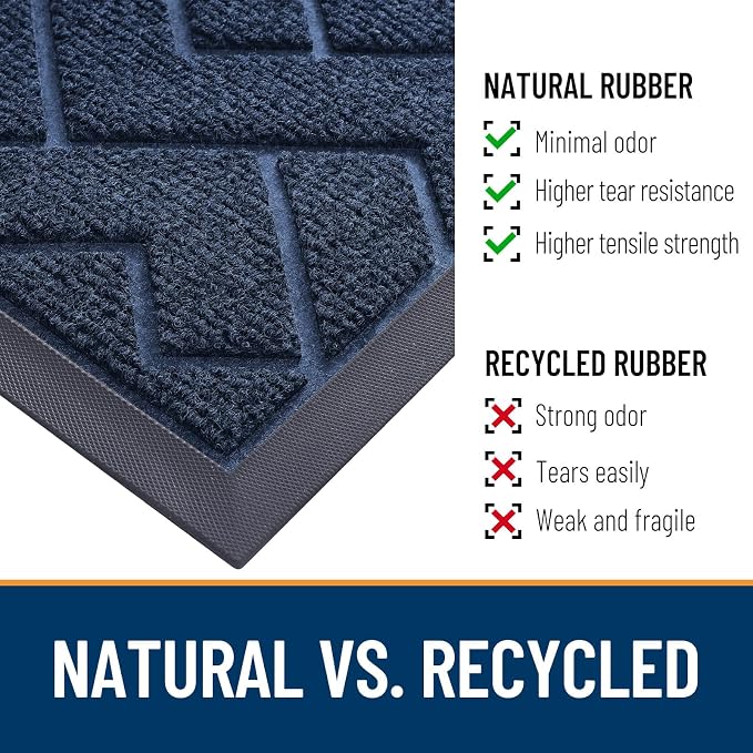 OLANLY Front Door Mat Outside 59x23, All-Season Absorbent Rubber Doormat | Blue - Image 5