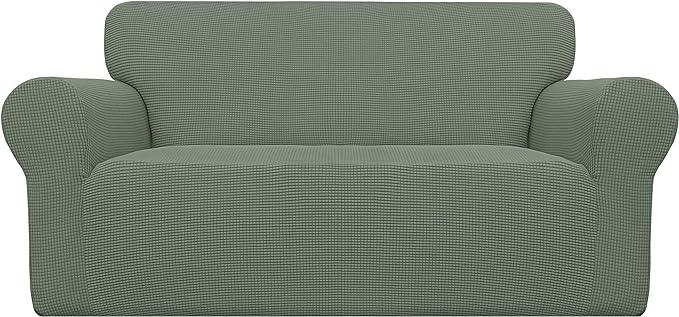 Easy-Going Stretch Oversized Loveseat Couch Covers Washable Greyish Green | by Easy-Going