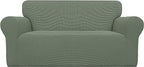 Easy-Going Stretch Oversized Loveseat Couch Covers Washable Greyish Green | by Easy-Going