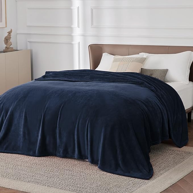Bedsure GentleSoft Fleece Bed Blankets Large Size Navy - Image 2