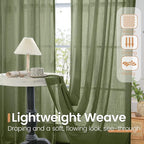 BGment Olive Green Linen Curtains 63 Inches Long - Image 4