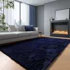 Navy Blue Rug 4x6, Fluffy Dark Blue Rugs - Image 10