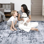 5x7 Area Rug Living Room: Modern Washable Indoor Carpet Black | - Image 10