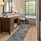 PLHXFR 2x5 Washable Runner Rug：Floral Indoor Kitchen Carpet Dark Black | - Image 6