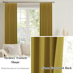 Yellow Pinch Pleated Curtains 120 Inch Length 2 Panels Set Noise Cancelling - Image 6