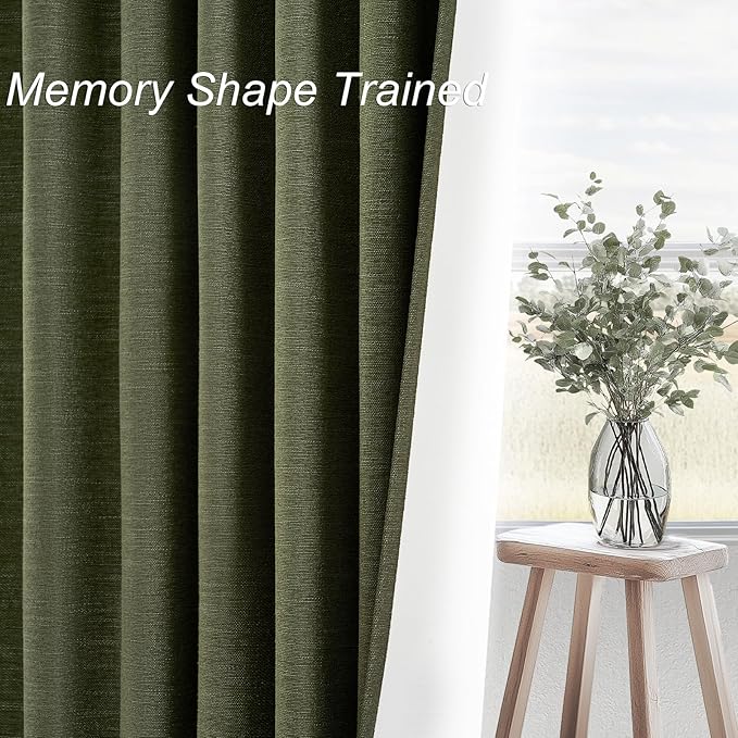 Topfinel Dark Olive Green Blackout Curtains 96 Inch Long 2 Panels Set - Image 2