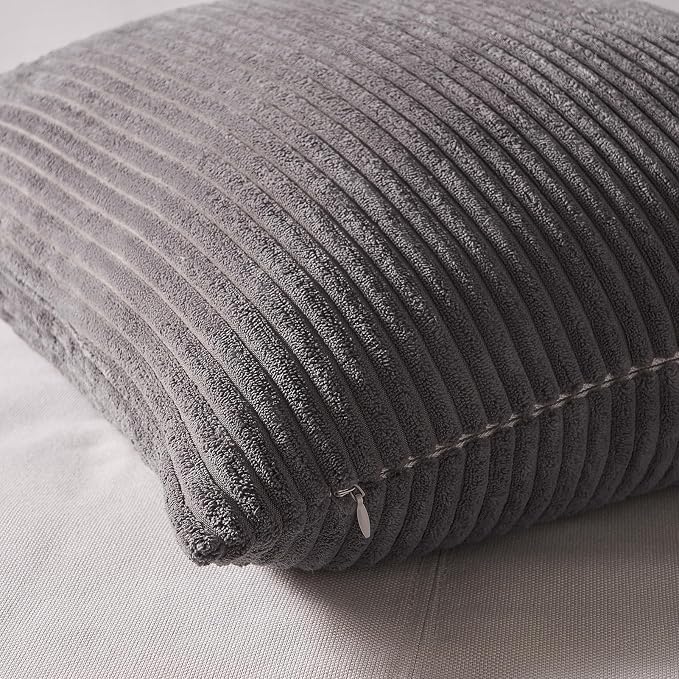 Topfinel Corduroy Throw Pillow Covers Pack of 2 Gray 16"x16" No Insert - Image 7