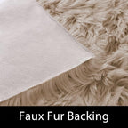 Latepis Brown Beige Faux Sheepskin Fur 2x8 Runner Rug - Image 3