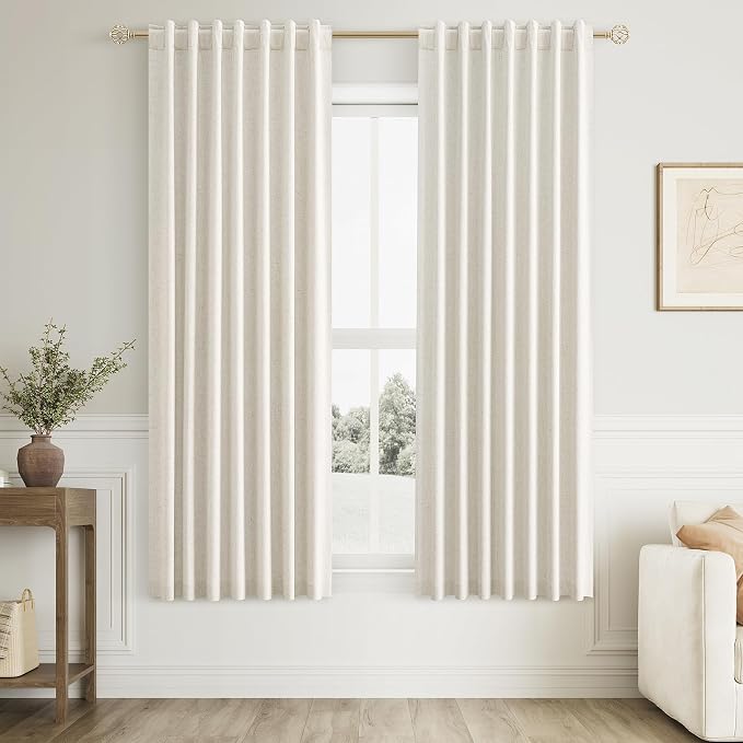 100% Blackout Linen Short Curtains by Guken