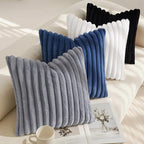 decorUhome Fall Faux Fur Throw Pillow Covers 20x20 Set of 2 Grey | Decorative - Image 7