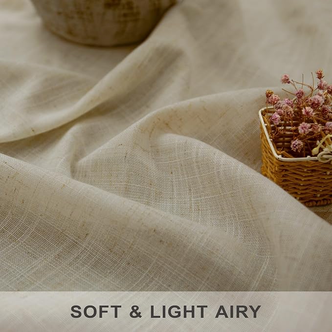 Pitalk Back Tab Linen Curtains 108 Inches Long - Image 3
