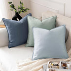 MIULEE Decorative Linen Euro Sham Pillow Covers 22x22 Inch Blue Ashes | Boho - Image 4