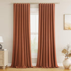 Terracotta 100% Blackout Curtains 90 Inch Length 2 Panels Set Fall Curtains by Guken