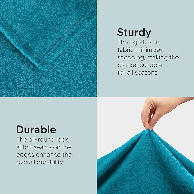 Utopia Bedding Soft Fleece Bed Blanket Full Size Turquoise | Microfiber Plush - Image 7
