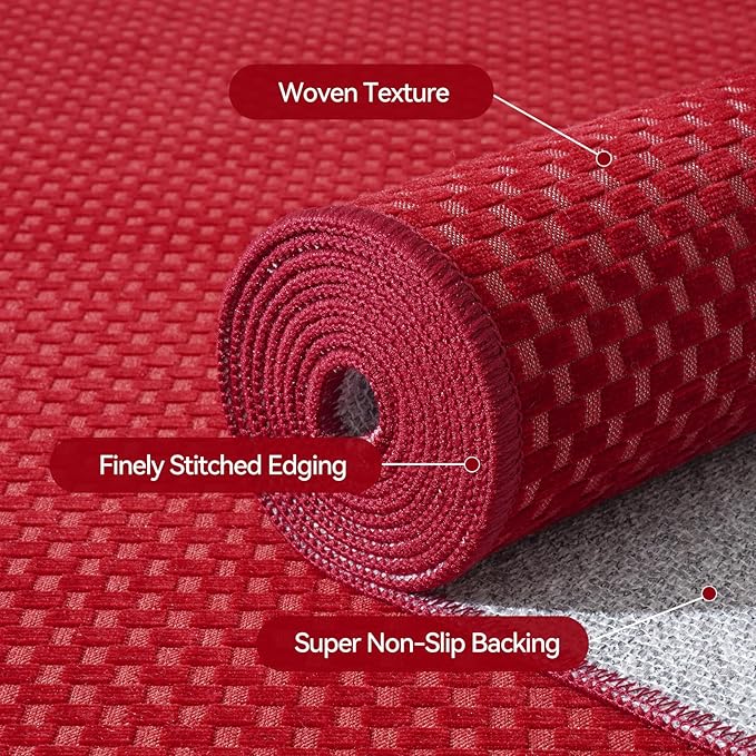 Kitchen Runner Rug Mat Non Slip Hallway Runner Washable Red 2x6 ft | Boho Soft - Image 5