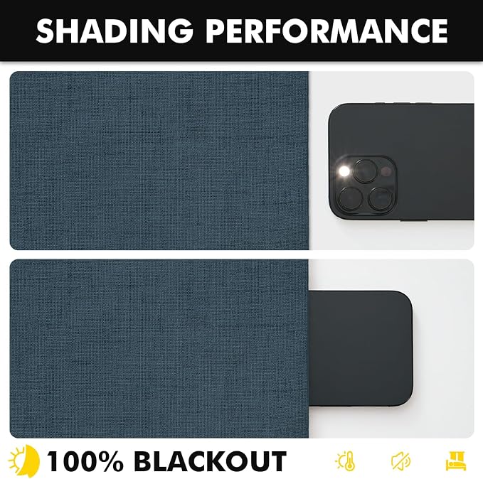 MIULEE 100% Blackout Linen Curtains 42 x 72 Inch Navy Blue 2 Panels | Thermal - Image 7