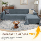 2 Pieces Sectional Couch Covers L Shaped Cover XL Dusty Blue | Thick Washable - Image 3