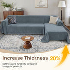 2 Pieces Sectional Couch Covers L Shaped Cover XXL Dusty Blue | Thick Washable - Image 3