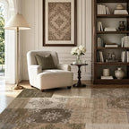 UERMEI 5x7 Area Rug for Living Room, Washable Brown Modern Geometric Patchwork - Image 4