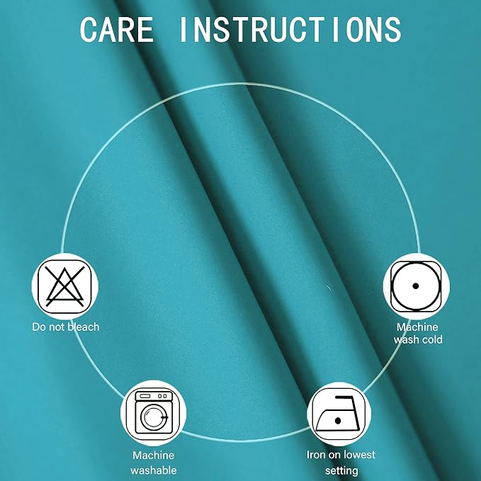 Teal Blackout Curtains 34 x 63 Inch Length/Set of 2 Curtain Panels/Thermal - Image 4