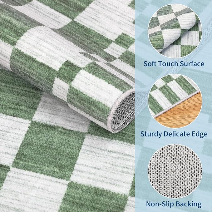 GarveeHome Checkered Washable 2x3 Rug Small Area Rugs Non-Slip - Image 5