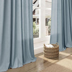 Light Blue Linen Curtains 80 Inches Long 2 Panels Set - Image 6