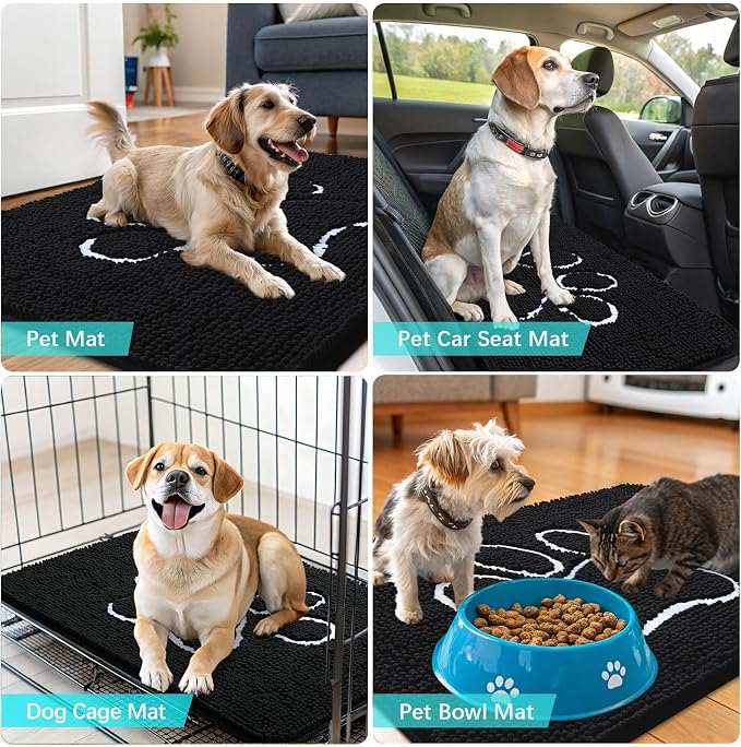 OLANLY Dog Door Mat for Muddy Paws 59x24, Paw Print Design Chenille Mud Mat | - Image 7