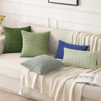MIULEE Corduroy Decorative Throw Pillow Covers 18x18 Moss Green Pack of 2 | - Image 4
