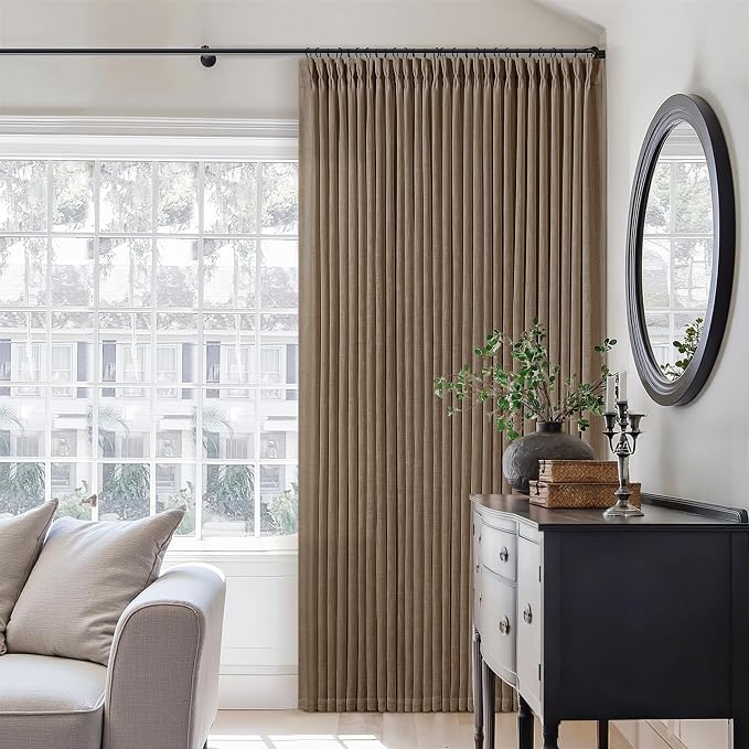 Dutch Cocoa Pinch Pleated 90 Inch Light Filtering Linen Curtains | Semi Sheer by Twodrapes