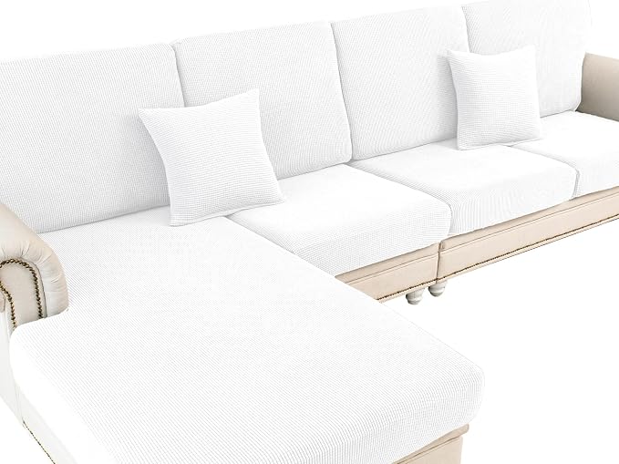 LA MEACK Couch Cushion Covers Seat Cushion Cover Stretch Couch Cover Separate by LA+MEACK