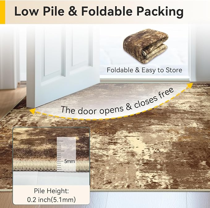 RELEANY Washable 2'x3' Abstract Area Rug - Image 6