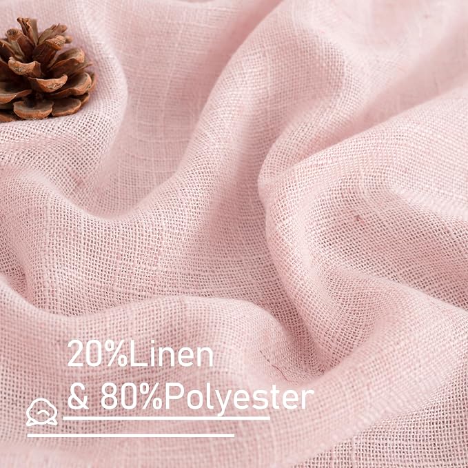 54 Inch Semi Sheer Window Linen Curtains, Light Filtering Panels | Faux Linen - Image 2