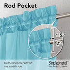 Simplebrand Turquoise Sheer Curtains 63 Inch Length 2 Panels, Rod Pocket Solid - Image 5