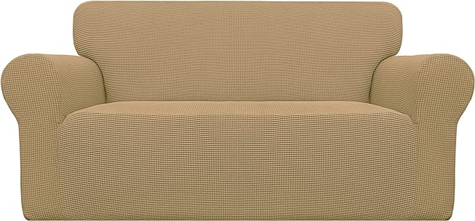 Easy-Going Stretch Loveseat Couch Covers Washable Golden | 1-Piece Loveseat by Easy-Going