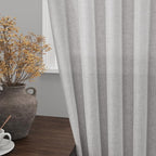 Grey Linen Semi Sheer Curtains 72 Inches Long 2 Panels Set - Image 2