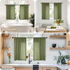 BGment Olive Green Linen Curtains 40 Inches Long - Image 2