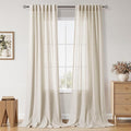 Warm Beige Linen Curtains 108 Inches Long by Nanspring