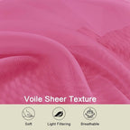 Hot Pink Kitchen Curtains 30 Inch Length Tier 2 PCS, Solid Soft Airy Half - Image 3