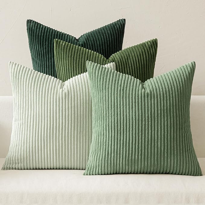 MIULEE Soft Corduroy Decorative Throw Pillow Covers Forest Green 22x22 | Set of by MIULEE