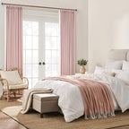 Custom Pleated Curtains Fabric Baby Pink Color, Heat Blocking Window Treatment - Image 4