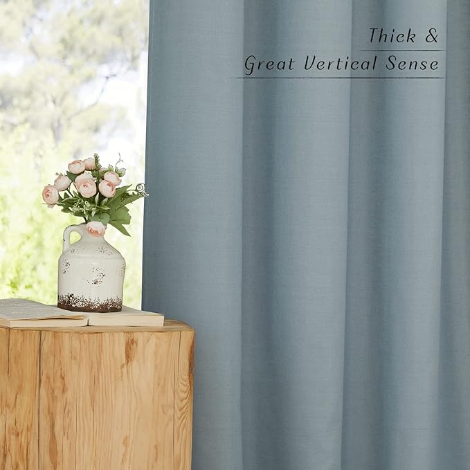 NICETOWN Linen Curtains for Windows 90 inch Long, Grommet Semi Sheer Vertical - Image 3